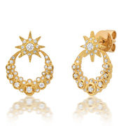 Twinkle Moon Studs 18K Gold White Diamonds Galaxia | Colette Jewelry