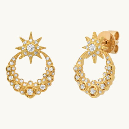 Twinkle Moon Studs in 18K gold with white diamond — Colette Jewelry