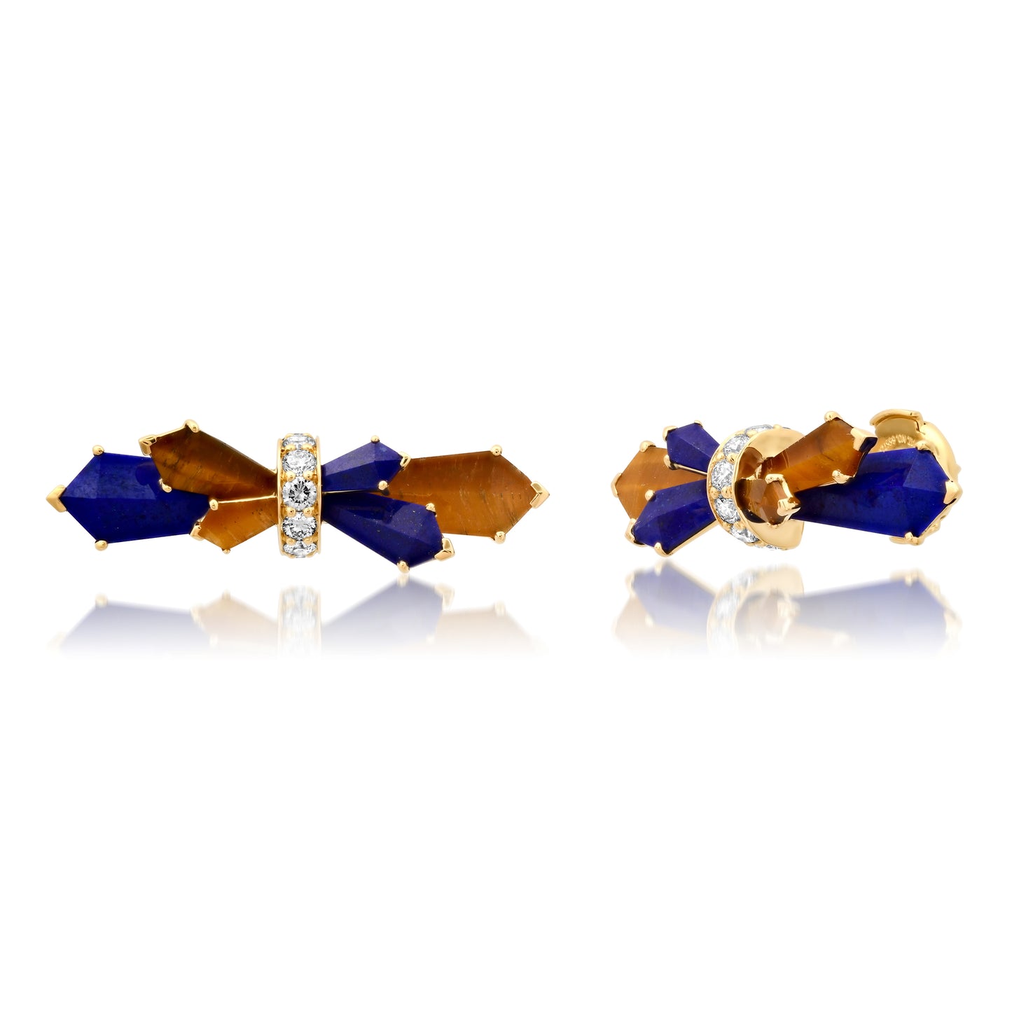 Penacho Fan Mini Studs 18K Gold Diamond Earrings – 3 Combinations | Colette Jewelry