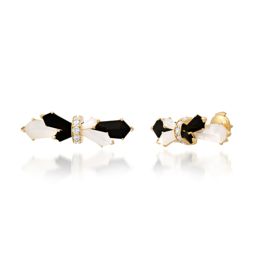 Penacho Fan Mini Studs 18K Gold Diamond Earrings – 3 Combinations | Colette Jewelry