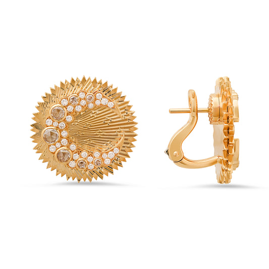 Cosmos Disk Earrings | Guilloché 18K Gold | Galaxia | Colette Jewelry