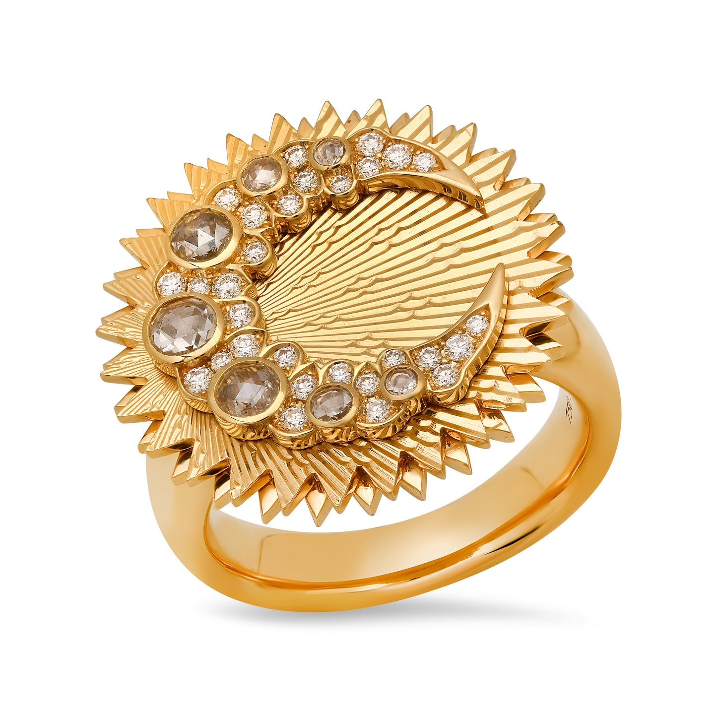 Cosmos Disk Ring | Guilloché 18K Gold | Galaxia | Colette Jewelry