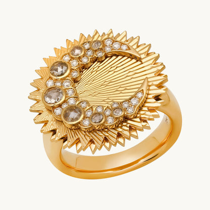 Cosmos Disk Ring in 18K gold with white diamond — Colette Jewelry