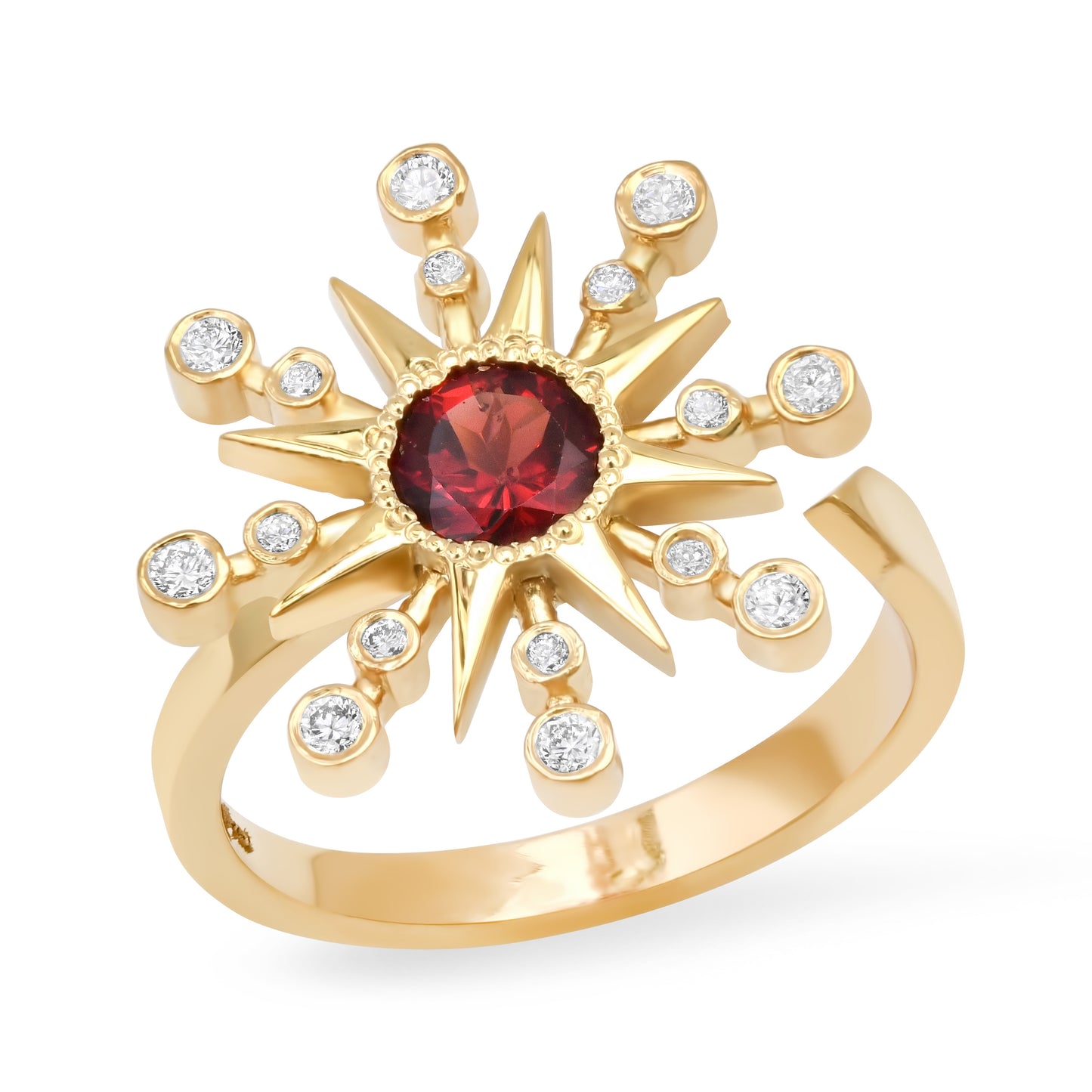 Star Ring with Birthstones – 18K Yellow Gold & Diamonds | Colette Jewelry