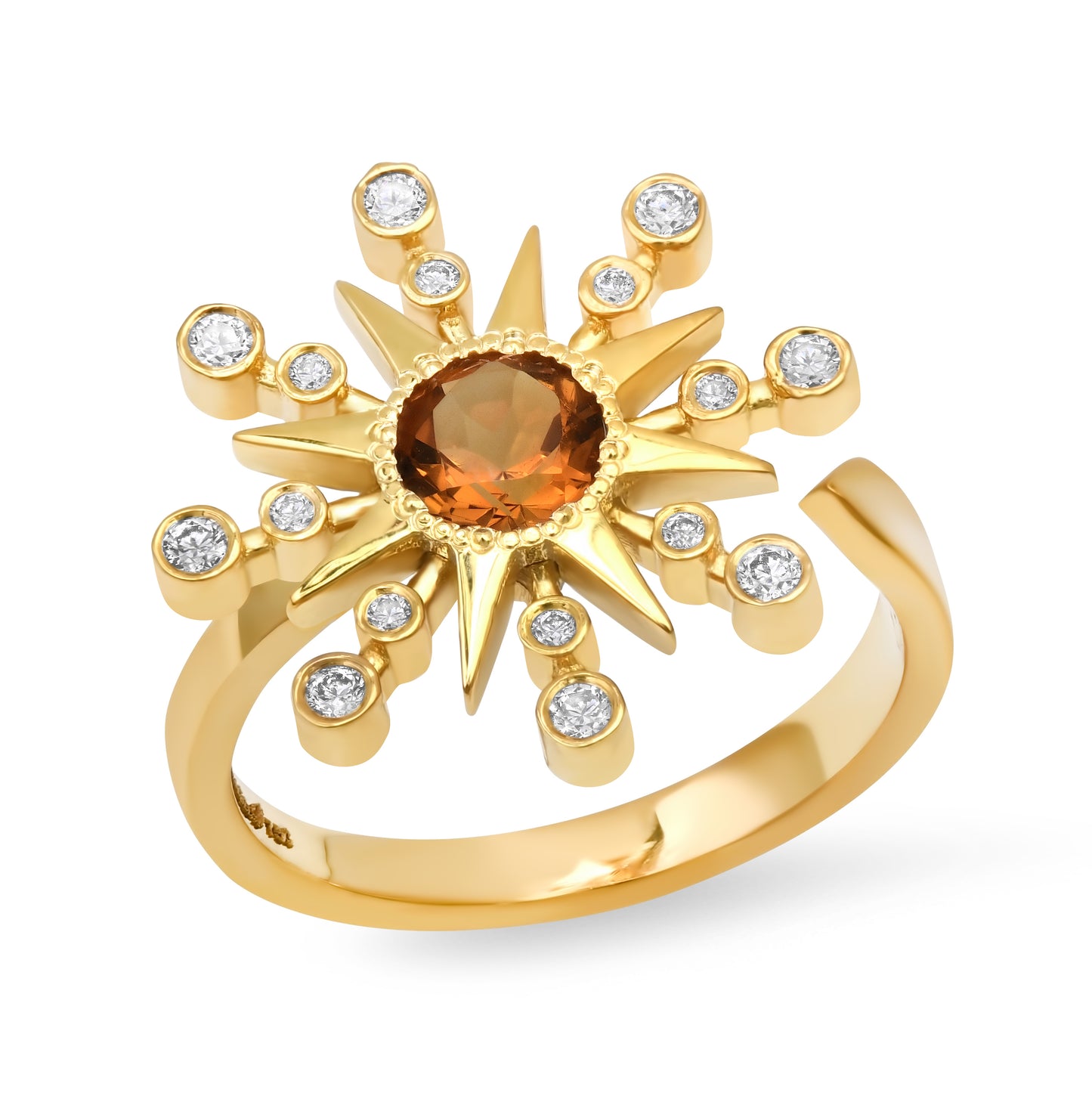 Star Ring with Birthstones – 18K Yellow Gold & Diamonds | Colette Jewelry