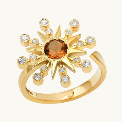 Star Ring with Birthstones in 18K gold with white diamond — Colette Jewelry