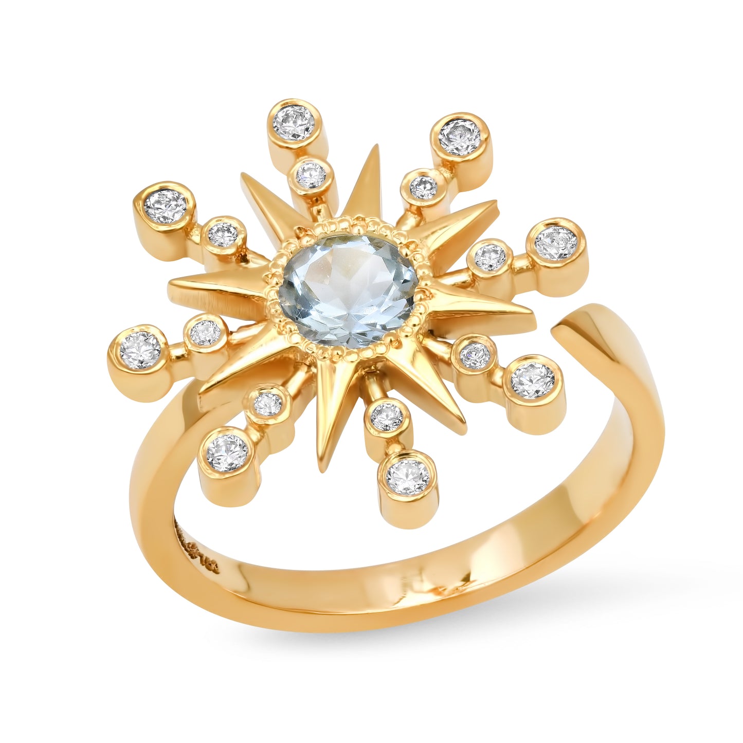 Star Ring with Birthstones – 18K Yellow Gold & Diamonds | Colette Jewelry
