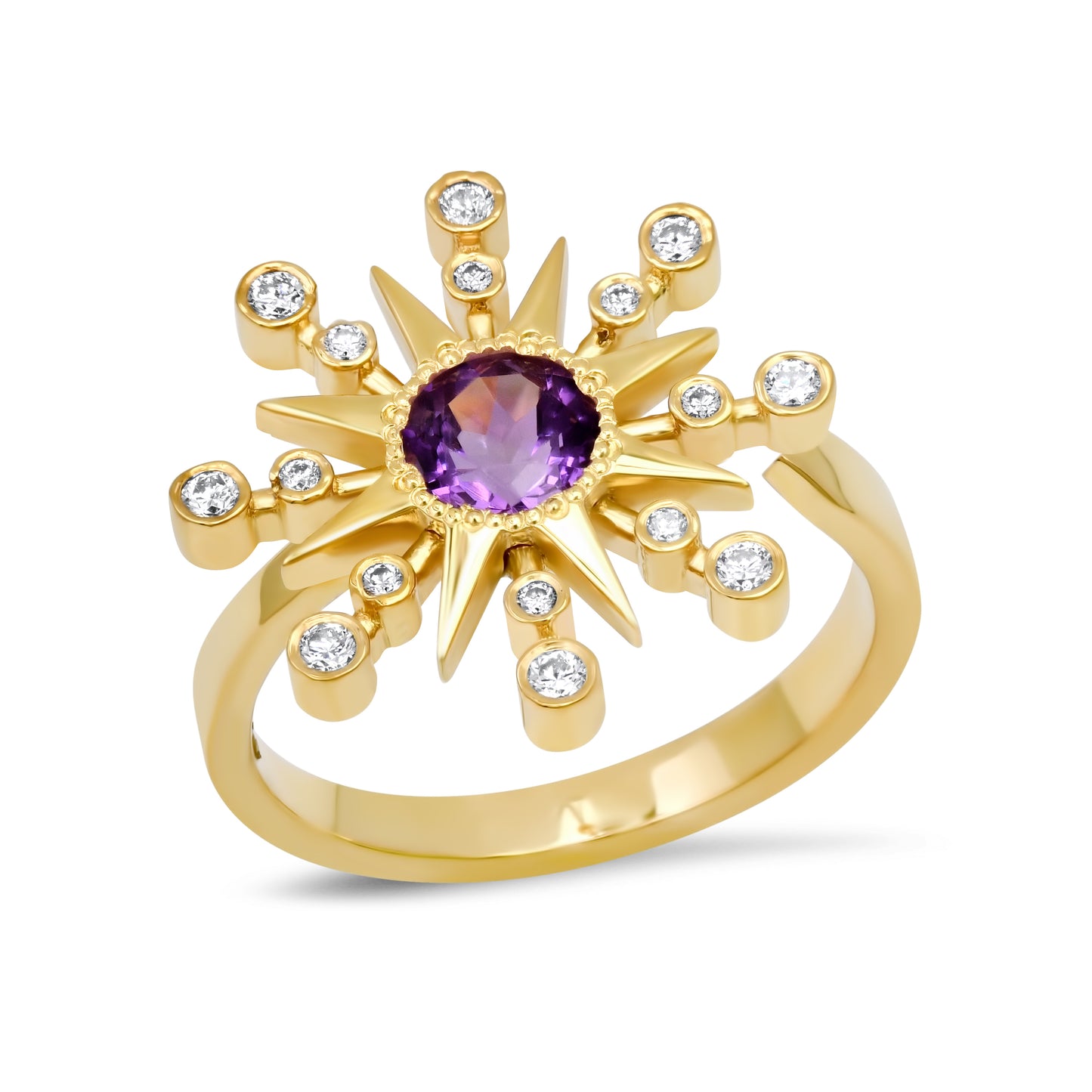 Star Ring with Birthstones – 18K Yellow Gold & Diamonds | Colette Jewelry