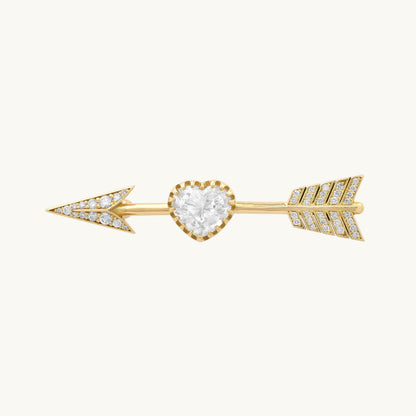 Cupid's Arrow Brooch, Heart Moonstone & Diamond Pavé, 18K Gold — Colette Jewelry