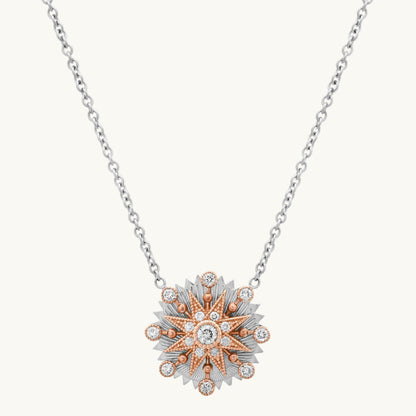 Guilloché Necklace in 18K gold with white diamond — Colette Jewelry