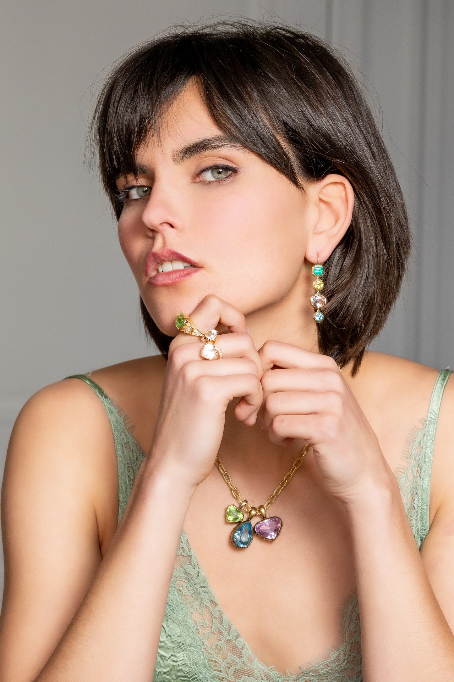Gotitas Earrings – Emerald, Sapphire, Morganite & Apatite | Colette Jewelry