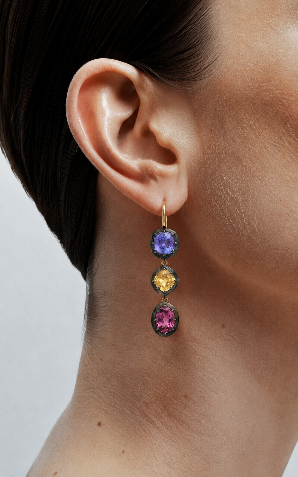 ANIS Dormeuse 3 Stones Earrings | Colette Jewelry