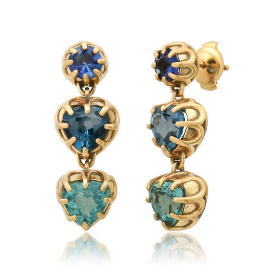 Gotitas Earrings – Ceylon Sapphire, London Blue Topaz & Apatite | Colette Jewelry
