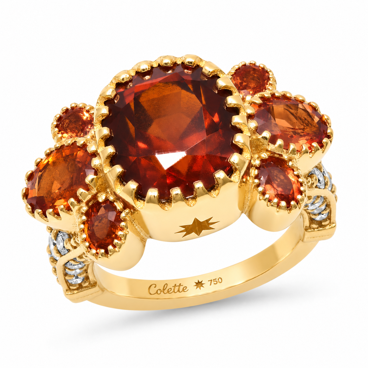 ANIS Fuego Ring Amber Eclipse Ring in 18K yellow gold with white diamond — Colette Jewelry