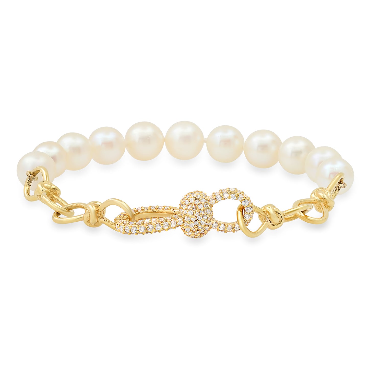 Toi et Moi Pearl & Diamond Chain Bracelet 18K Gold | Colette Jewelry