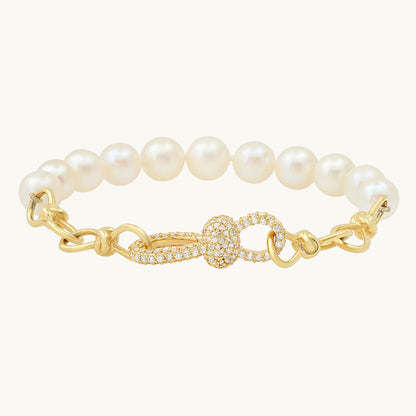 Toi et Moi Pearl & Diamond Chain Bracelet in 18K gold with white diamond — Colette Jewelry