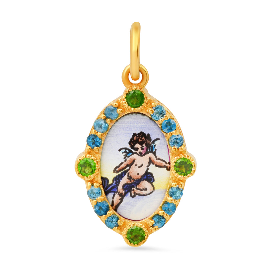 Angel Protection Mini Medal Charm 18K Gold | Colette Jewelry