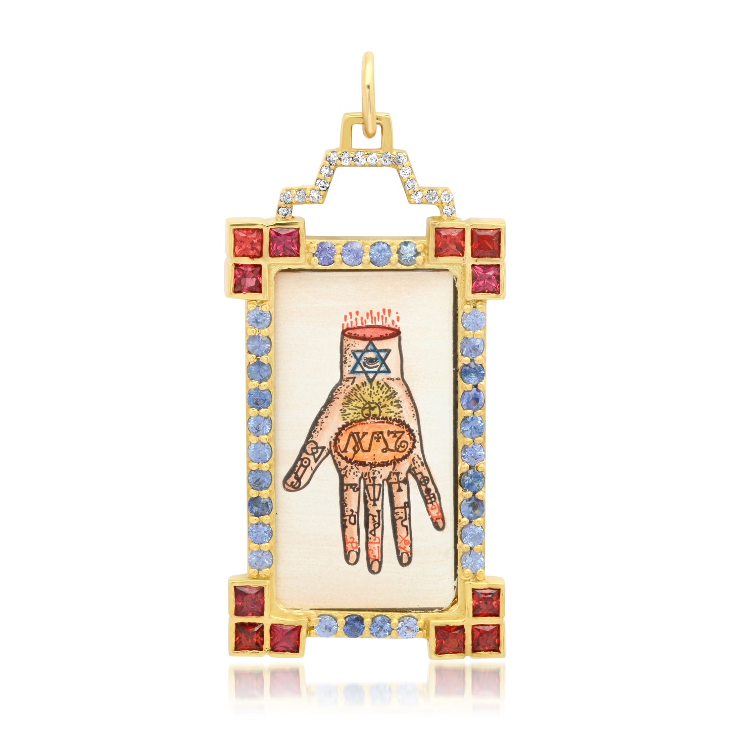 The Hand Tarot Charm 18K Gold Diamond Stud Colette Jewelry