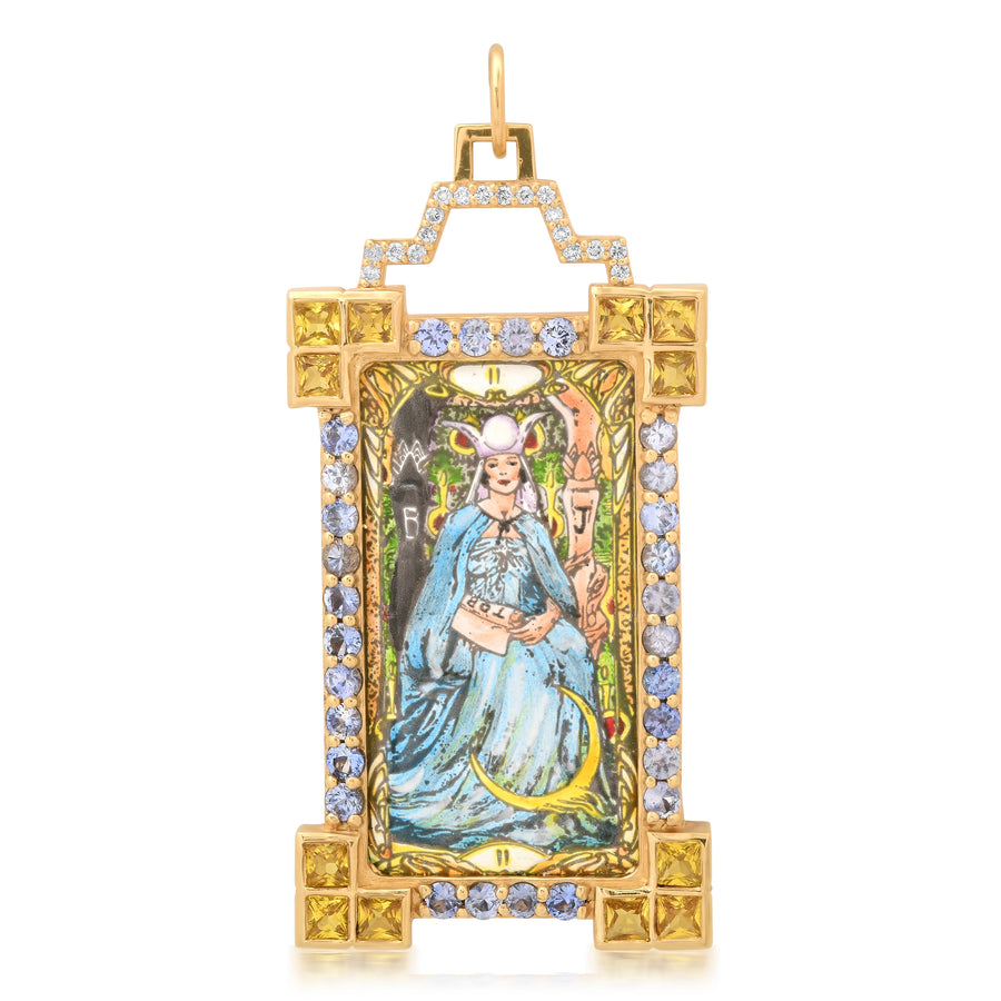 The High Priestess Tarot Charm 18K Gold Diamond Colette Jewelry