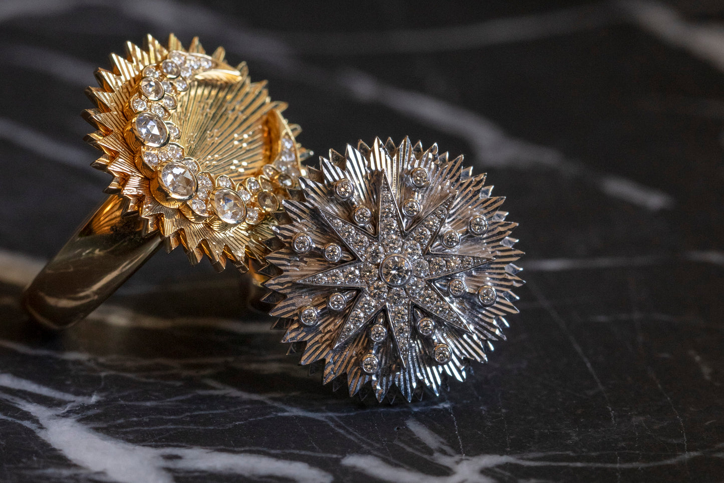 Cosmos Disk Ring | Guilloché 18K Gold | Galaxia | Colette Jewelry