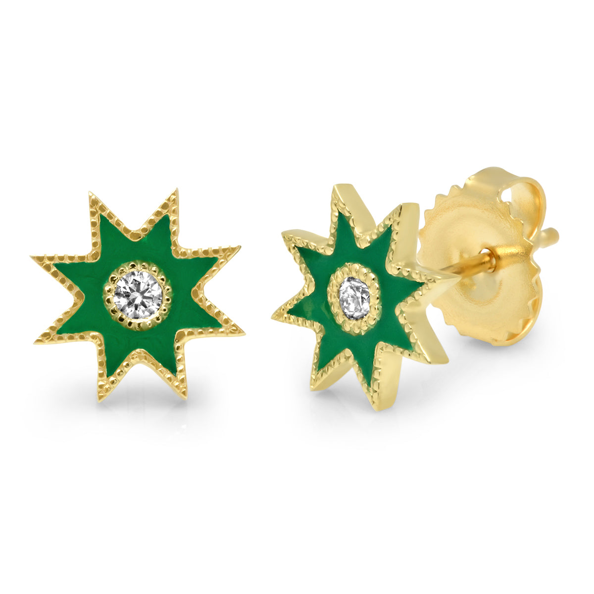Twinkle Star Studs | 18K Gold Diamond & Enamel Star Earrings | Colette Jewelry