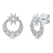 Twinkle Moon Studs 18K Gold White Diamonds Galaxia | Colette Jewelry