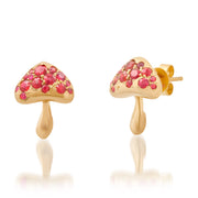 Mushroom Studs with White Diamonds in 18K Gold | Colette Jewelry