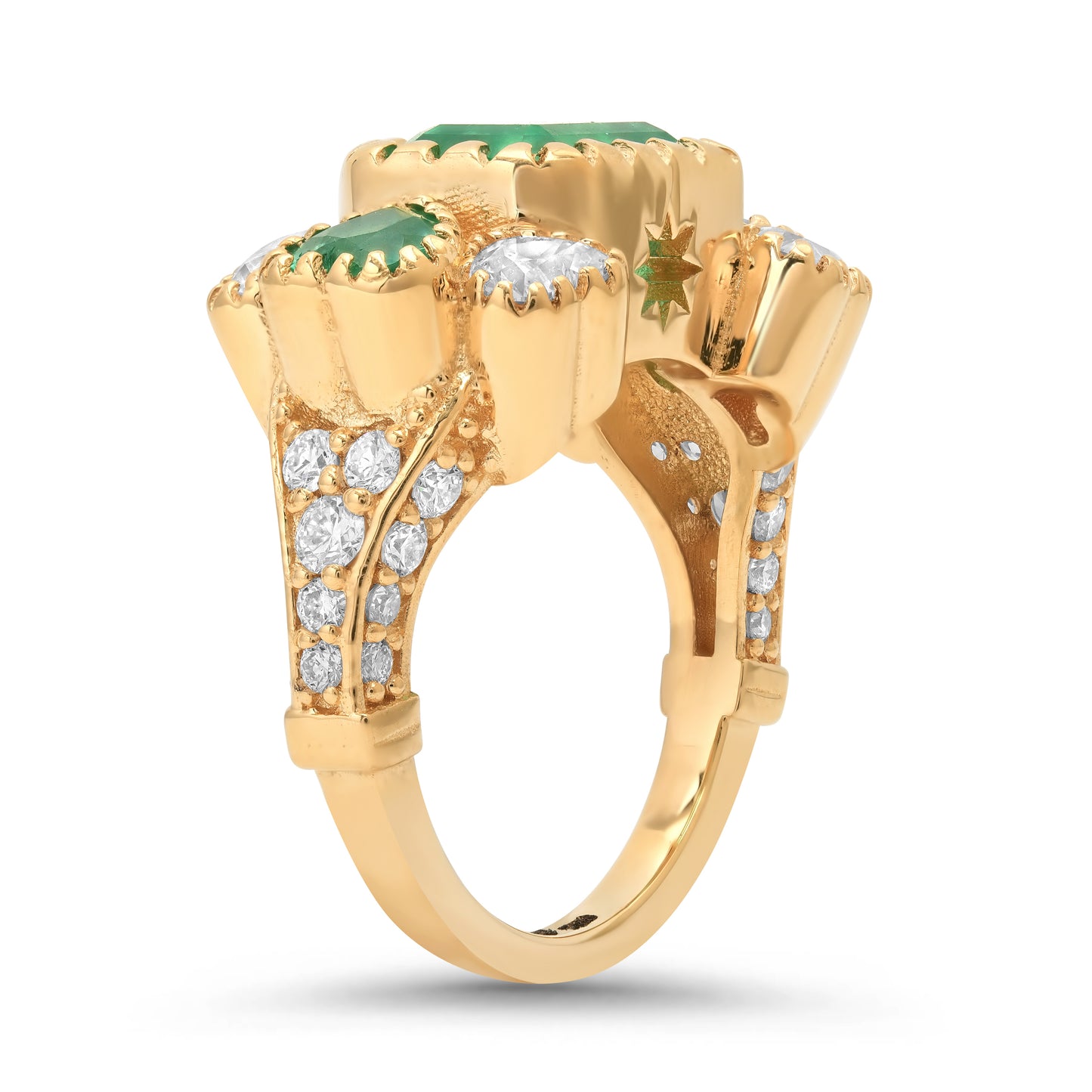 Emerald Crown Ring – 18K Gold & Colombian Emeralds | Colette Jewelry