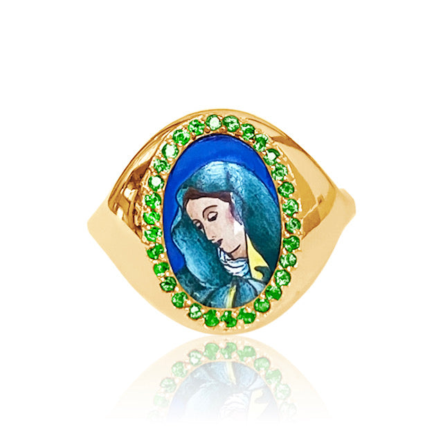 Santos Signet Sorrowful Holy Ring 18K Gold | Colette Jewelry