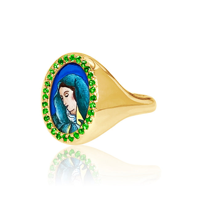Santos Signet Sorrowful Holy Ring 18K Gold | Colette Jewelry