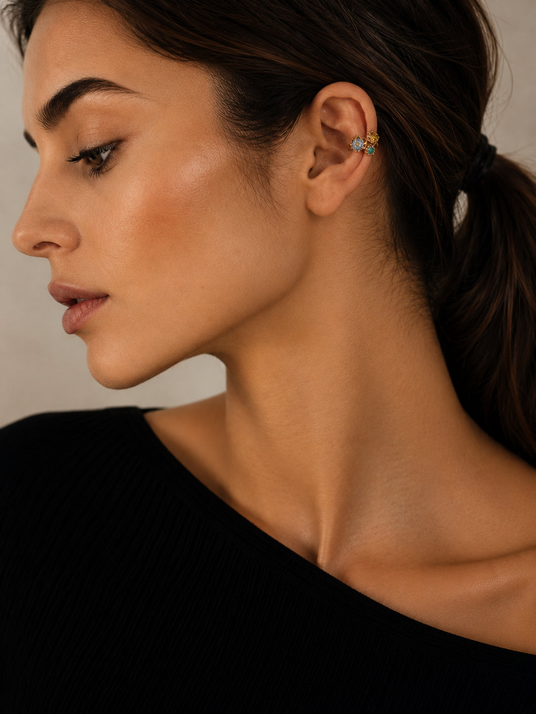 Destello Ear Cuff – Yellow Sapphire, Aquamarine & Apatite | Colette Jewelry