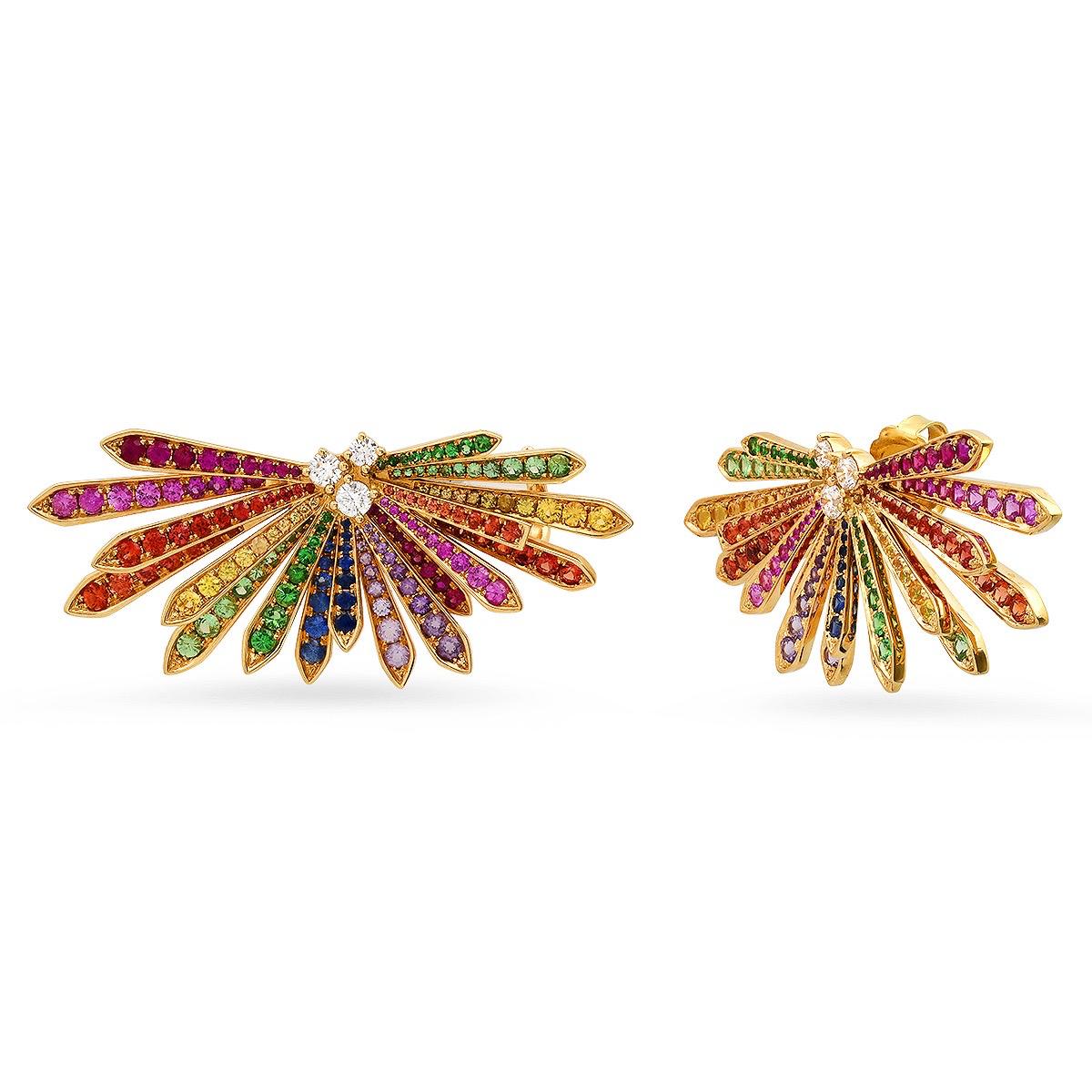 Penacho Multicolor Sapphire Cocktail Earrings in 18K Gold | Colette Jewelry