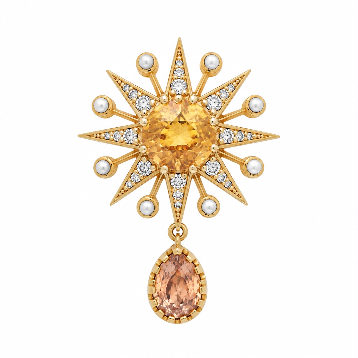 Celestial Bloom Brooch in 18K Gold, Pearls & Gemstones | Colette Jewelry