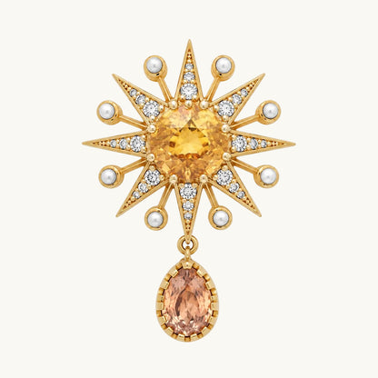 Celestial Bloom Brooch in 18K Gold, Pearls & Gemstones — Colette Jewelry