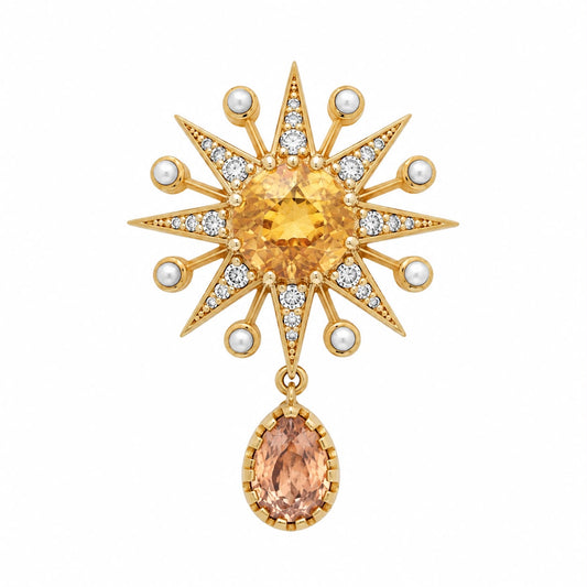 Celestial Bloom Brooch in 18K Gold, Pearls & Gemstones | Colette Jewelry