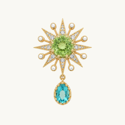 Celestial Ray Brooch – 18K Gold, Pearls & Gemstones — Colette Jewelry