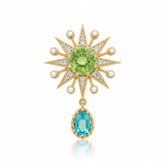 Celestial Ray Brooch – 18K Gold, Pearls & Gemstones | Colette Jewelry