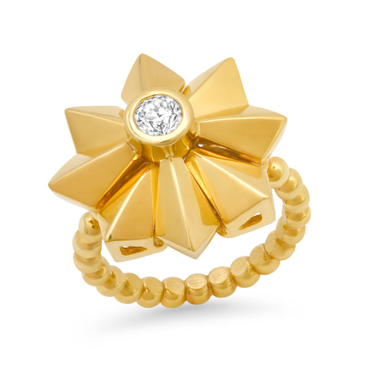 Penacho Large Flower Ring 18K Gold & Diamonds | Colette Jewelry