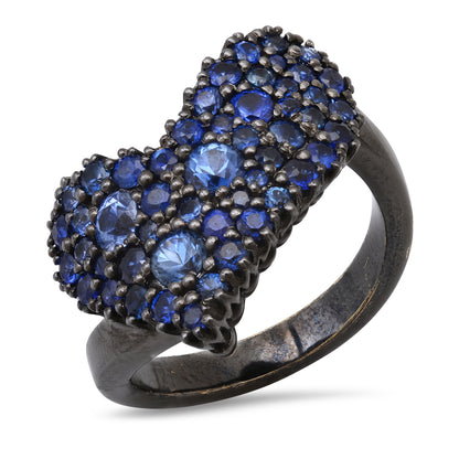 L'Amour Ring Blue Sapphire 18K Gold with white diamond — Colette Jewelry
