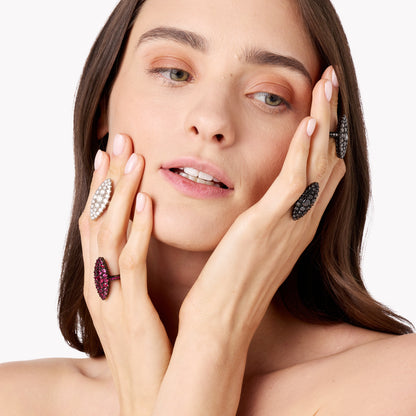 Jeanne D'Arc Marquise Cluster Black Diamond Ring — Colette Jewelry