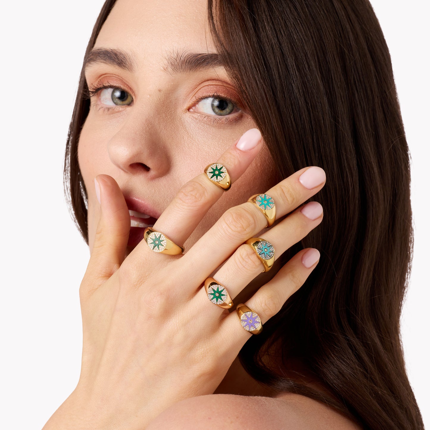 Enamel Star Signet Ring 18K Yellow Gold & Diamonds | Colette Jewelry