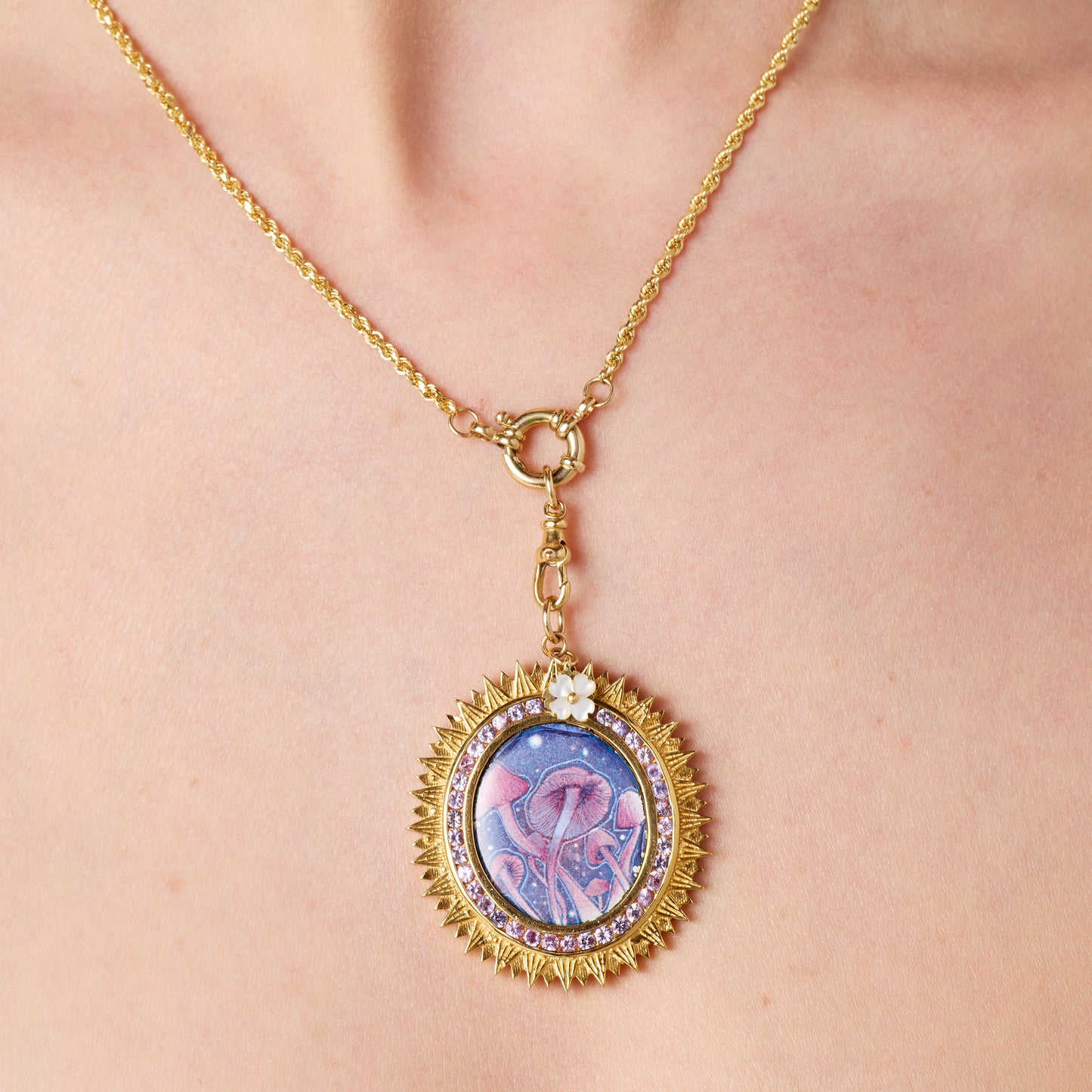 Spiritual Mushroom 18K Gold Diamond Pendant Colette Jewelry