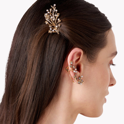 Pink Thistle Side Hair Comb in 18K Gold Head Piece — Colette Jewelry