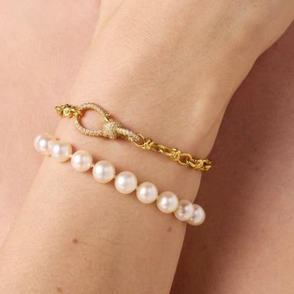 Toi et Moi Pearl & Diamond Chain Bracelet — Colette Jewelry