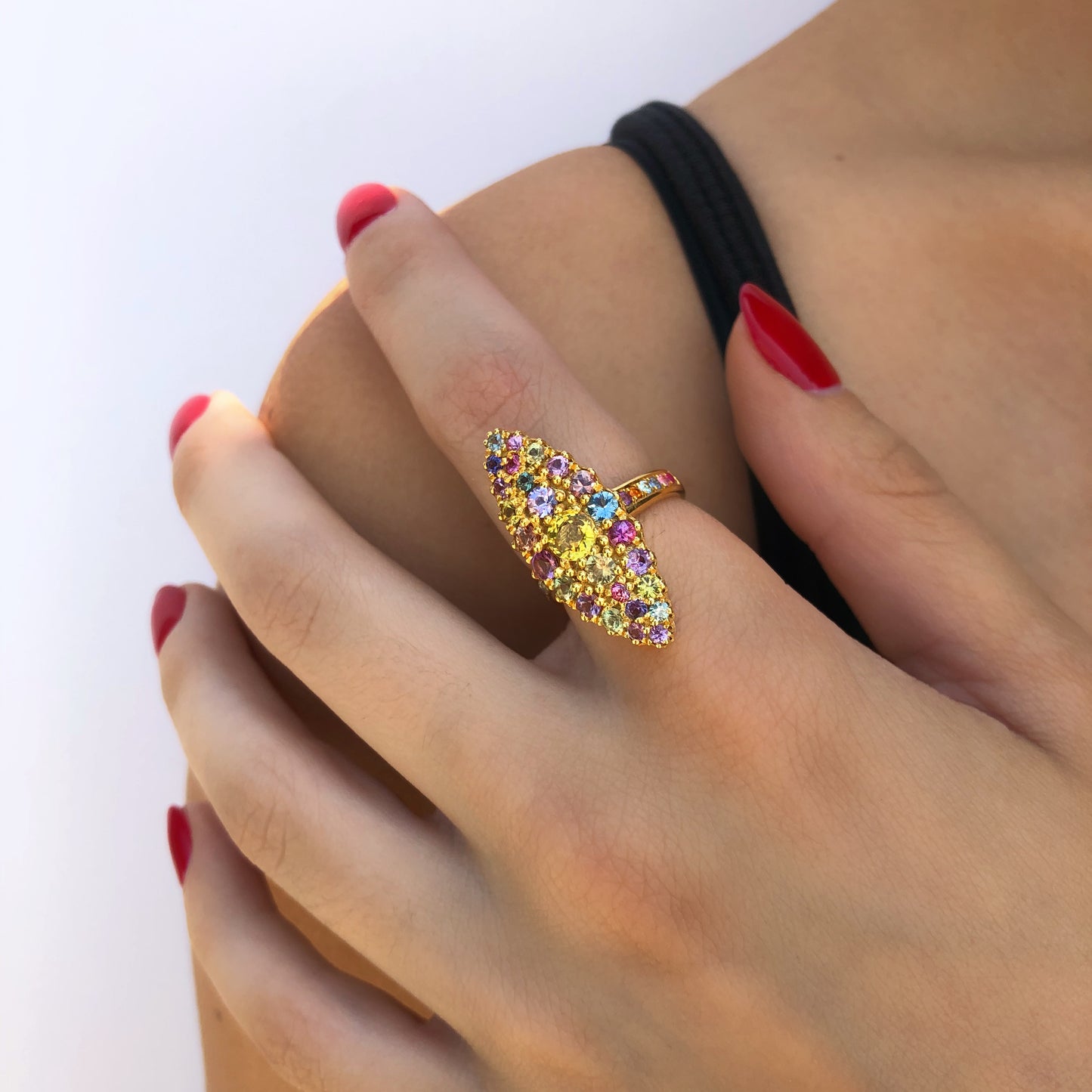 Jeanne D'Arc Marquise Cluster Pink Sapphire Ring | Colette Jewelry