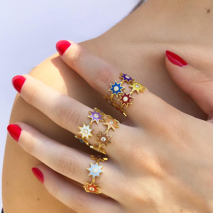 Twinkle Enamel Star Ring | 18K Gold | Galaxia | Colette Jewelry