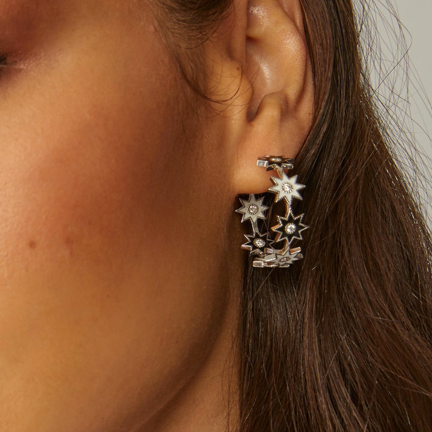 Twinkle Enamel Star Hoops | 18K Gold Enamel Earrings | Colette Jewelry