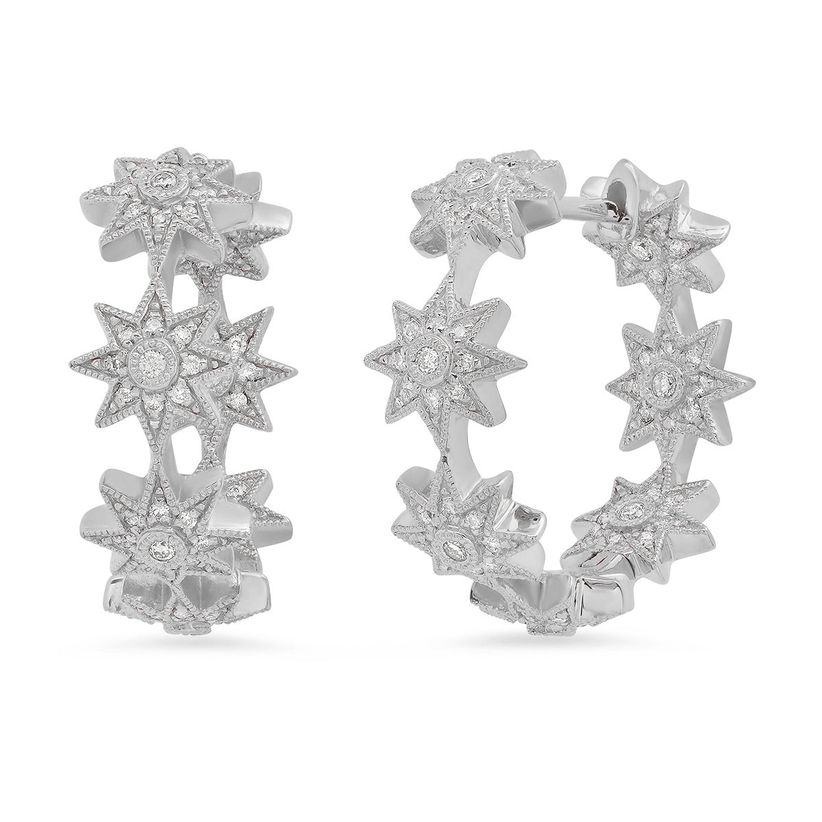 Baby Star Hoops 18K Gold Three Colors White Diamonds Galaxia | Colette Jewelry