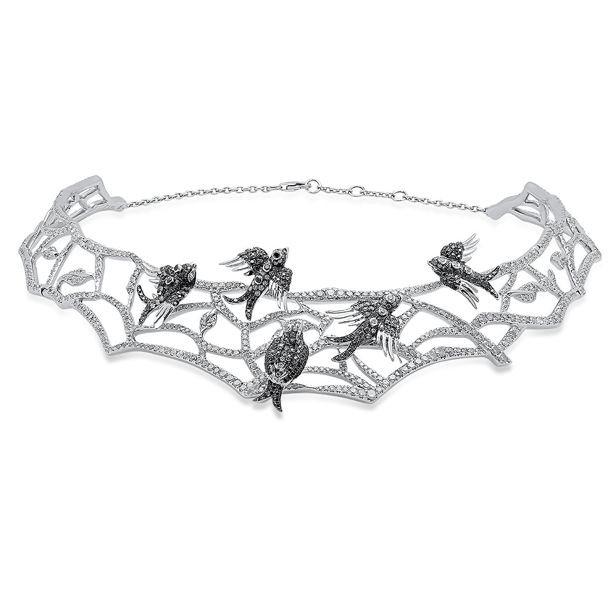 Enchanted Birds Choker – Diamond & Colored Stone 18K Gold Necklace | Colette Jewelry