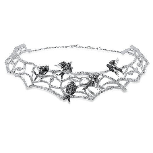 Enchanted Birds Choker – Diamond & Colored Stone 18K Gold Necklace | Colette Jewelry